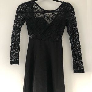 Black lace dress with bow detail